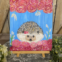 Hedgehog Among the Roses Painting