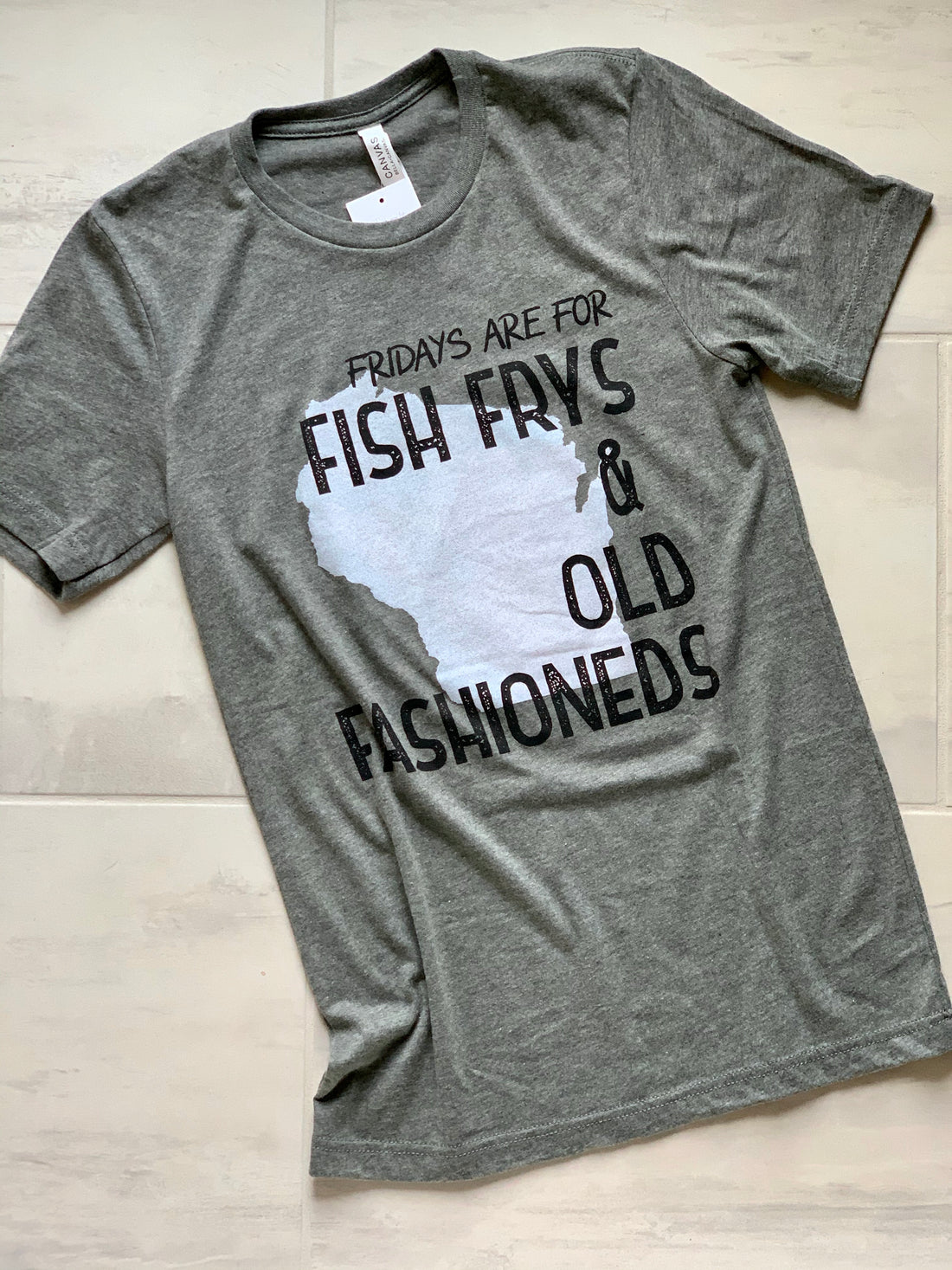 Fridays are for Fish Frys and Old Fashioneds Grey Tee