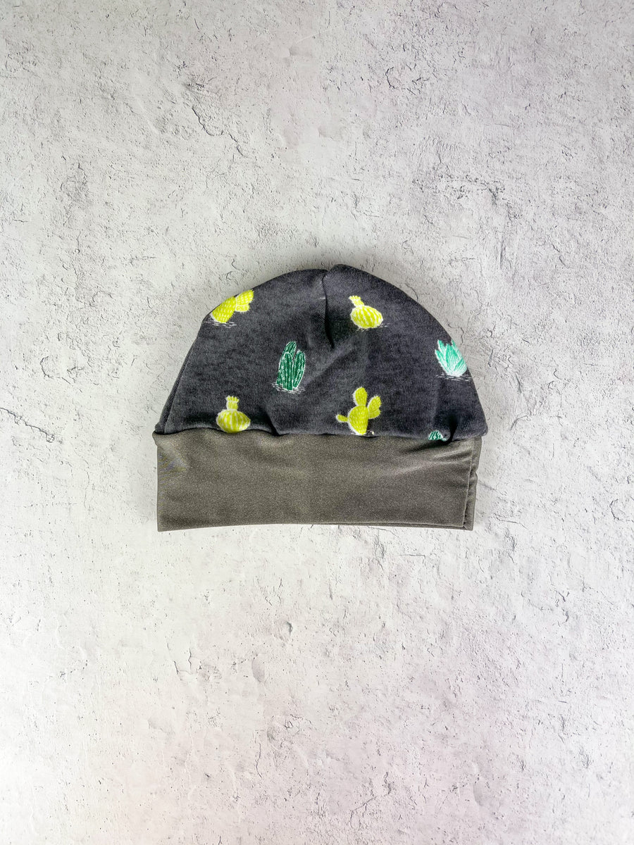 Cactus & Gray Baby Beanie - 0-6 months