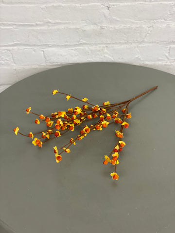 17" Orange and Yellow Floral Pick