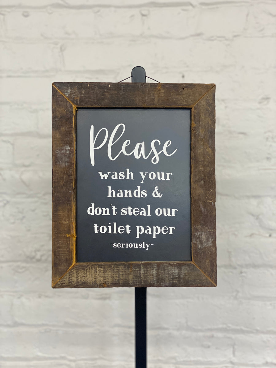 Jan Michaels' Don't Steal Hanging Sign - Brown Stain Frame