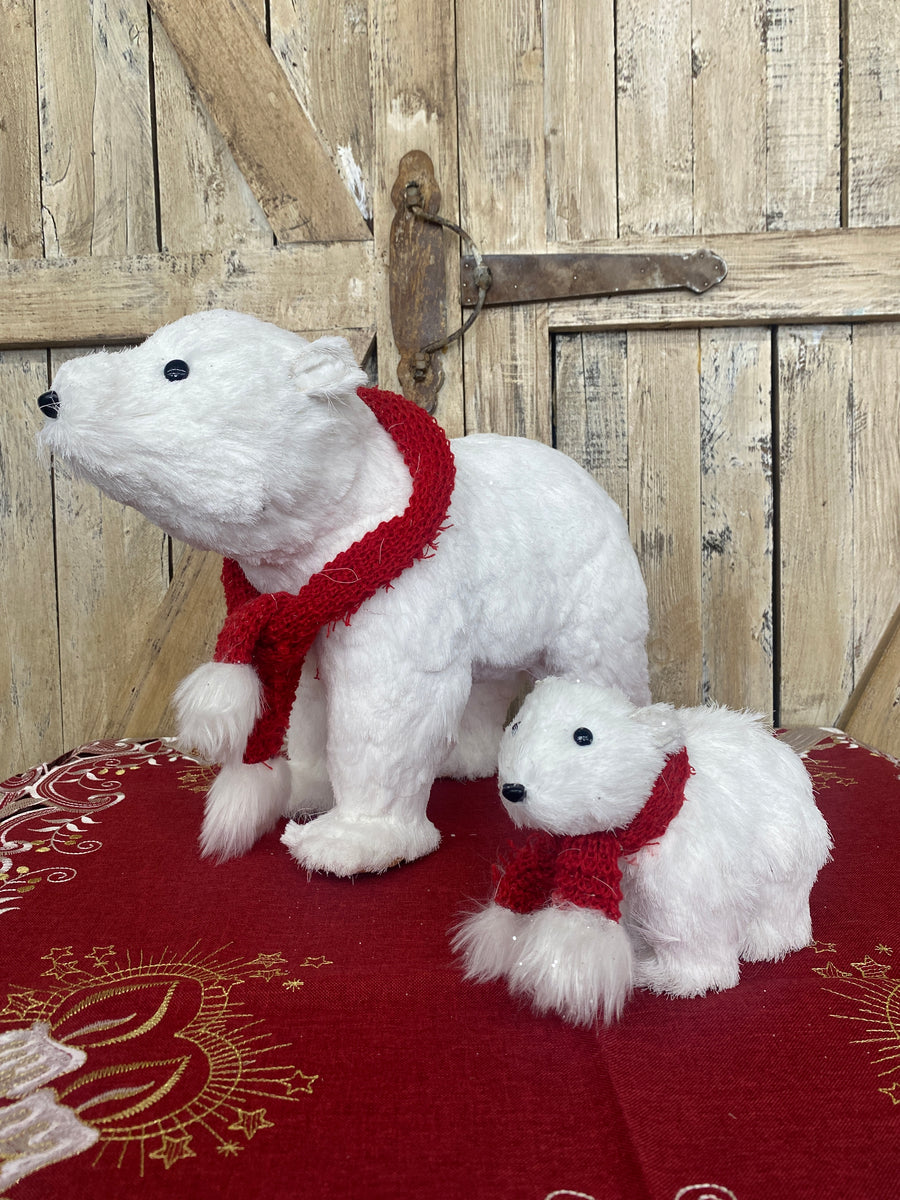 Polar Bear with Red Scarf