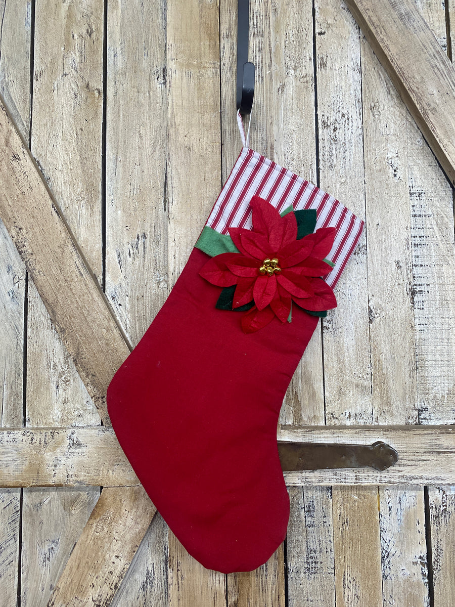 Red Poinsettia Holiday Stocking