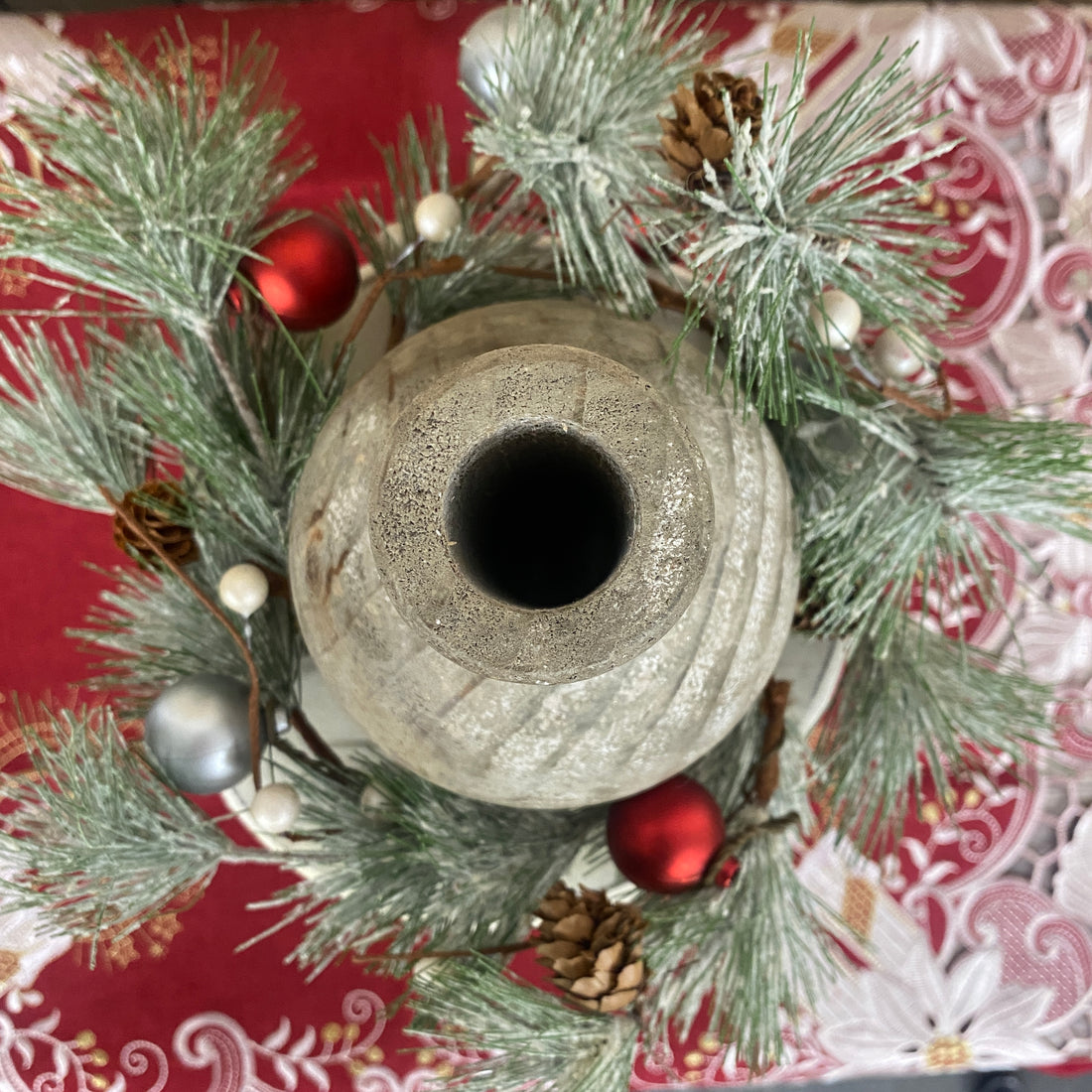 Wintery Greens Candle Wreath