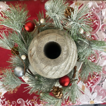 Wintery Greens Candle Wreath