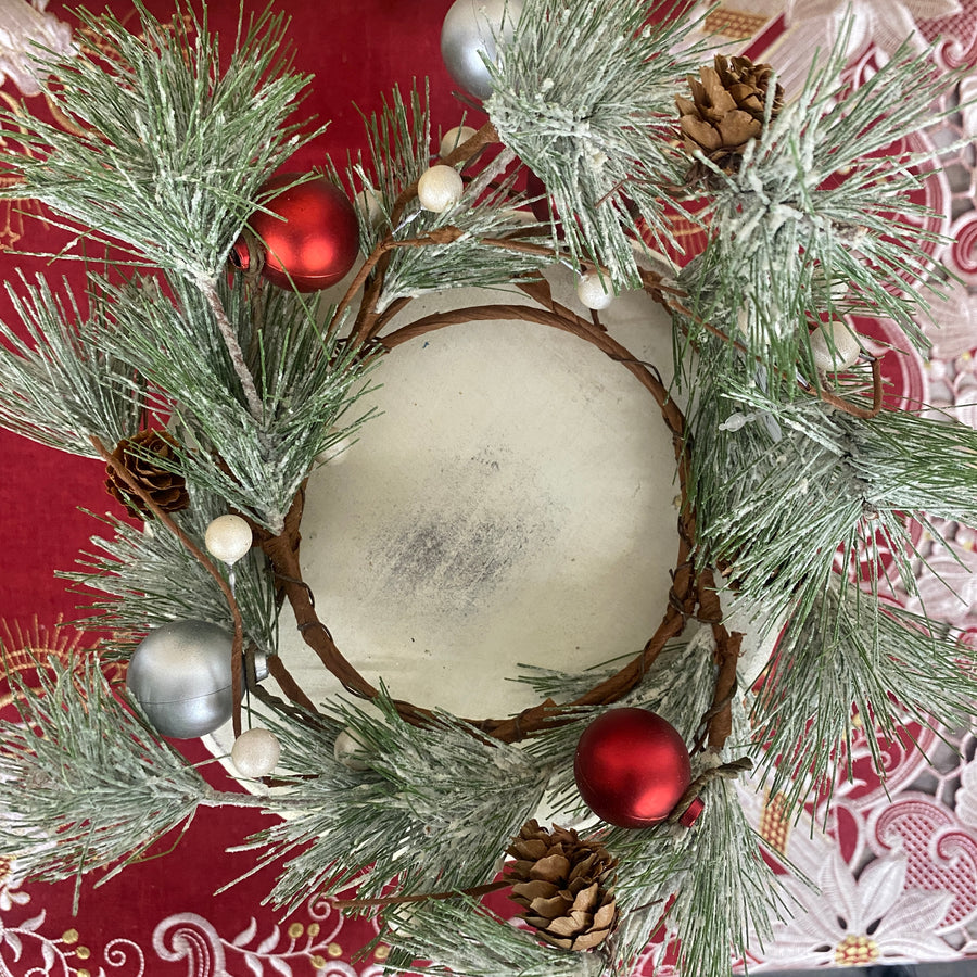Wintery Greens Candle Wreath