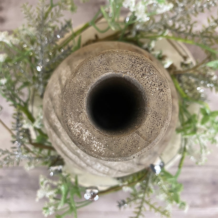 Glittery Winter Greens with Flowers Candle Wreath