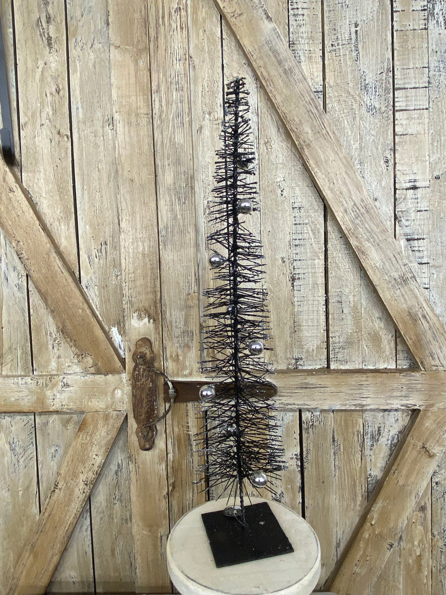 Black Tree with Silver Bells and Frosted Edges