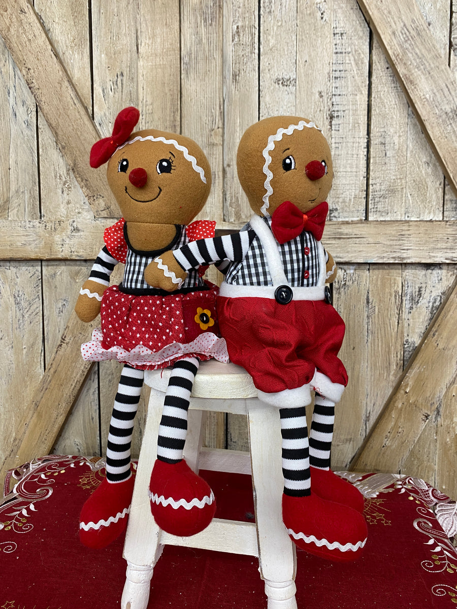 Plush Gingerbread Santas with Dangle Legs