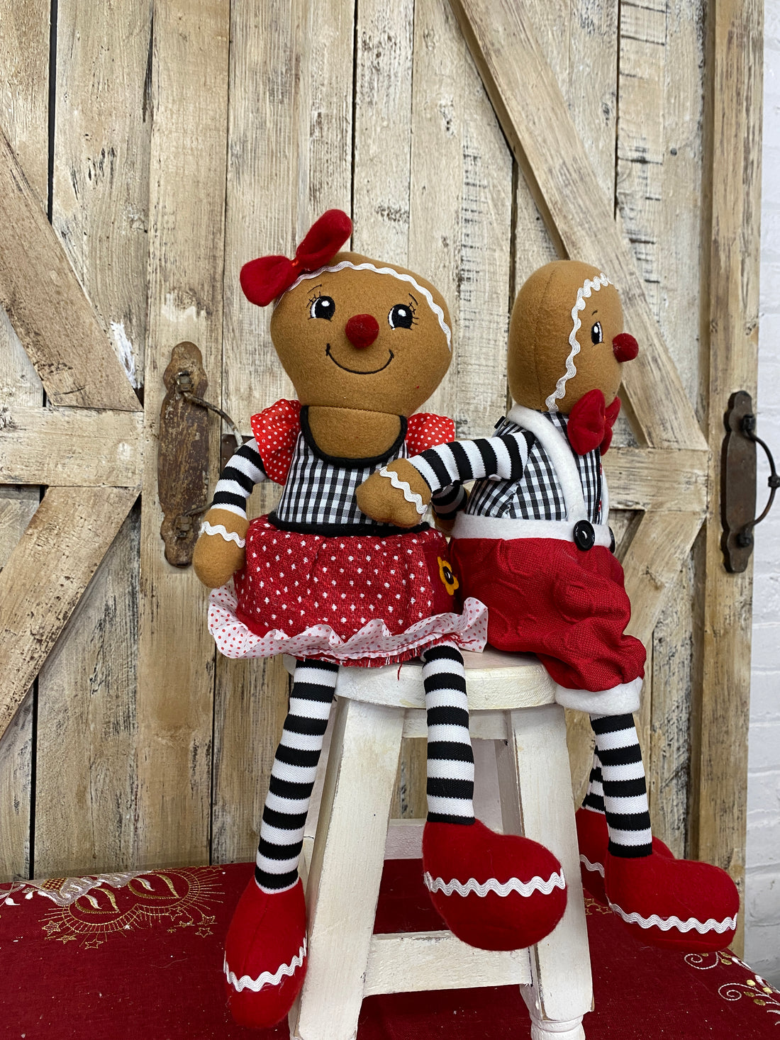 Plush Gingerbread Santas with Dangle Legs