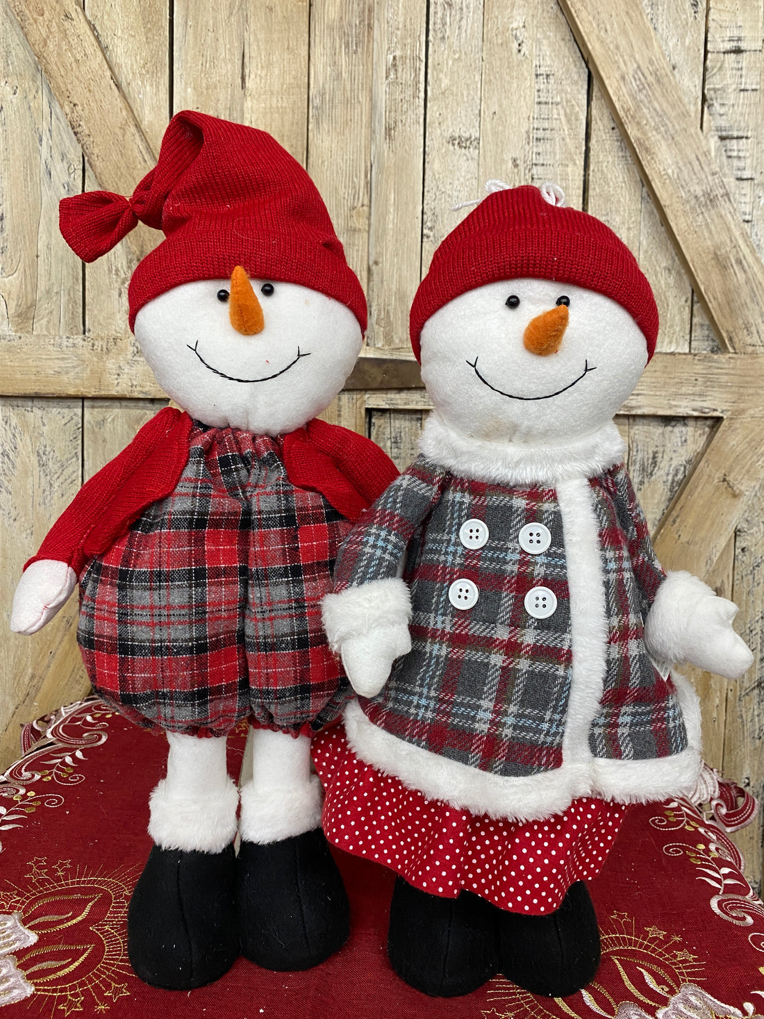 Standing Plush Snowman + Snowwoman