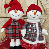Standing Plush Snowman + Snowwoman