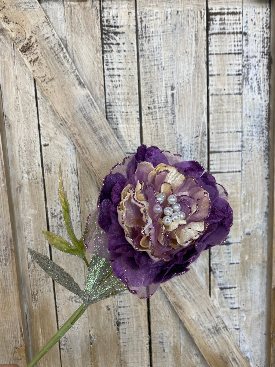 Holiday Purple Peonies with Pearl Center