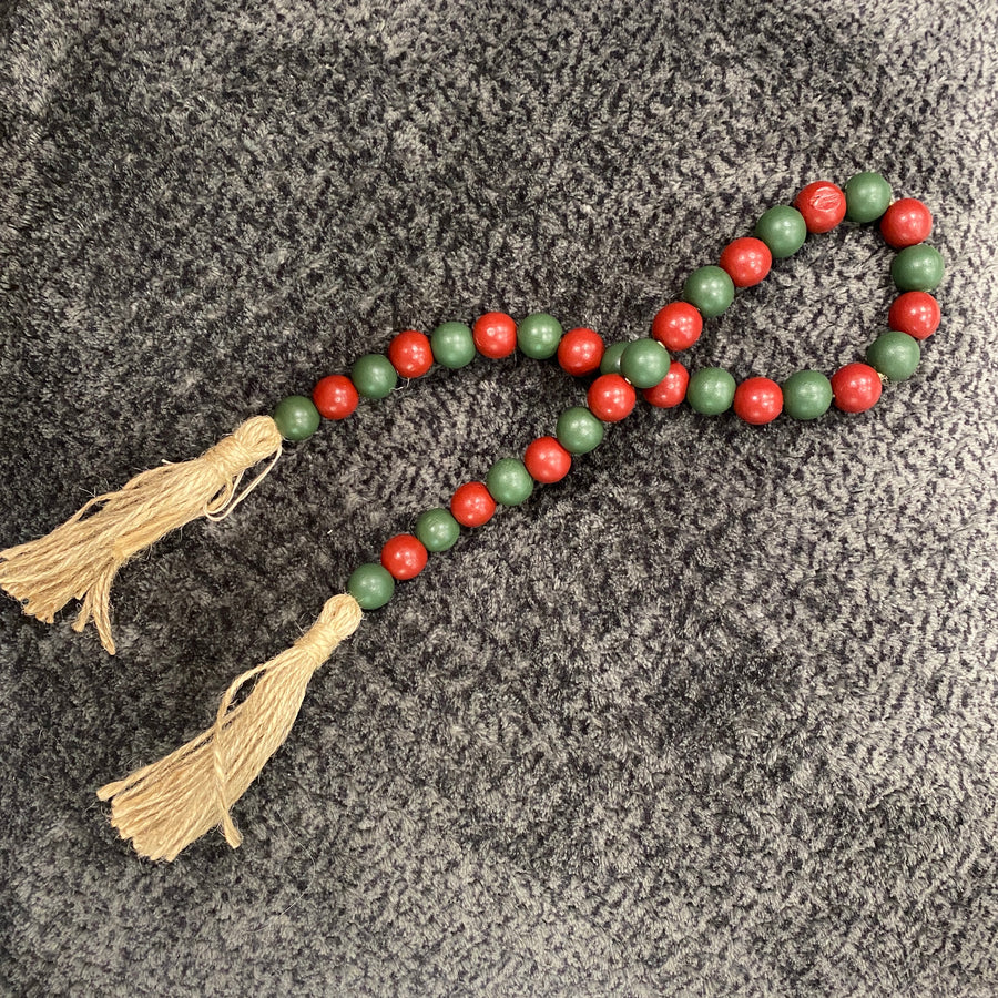 24″ Red/Green Wood Bead Garland