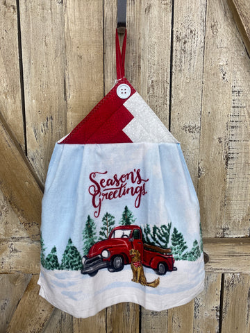 Season's Greetings Dog & Truck Kitchen Towel
