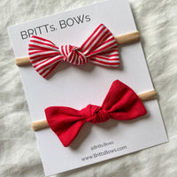 Knot Headbands - Set of 2 - Candy Cane + Red