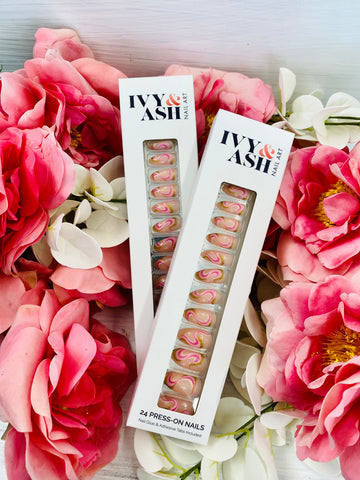 Disco Babe | Funky Pink & Gold Glitter Swirl Press-On Nails