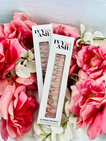 Floral Tips | Flower French Tip Reusable Press-On Nail Set