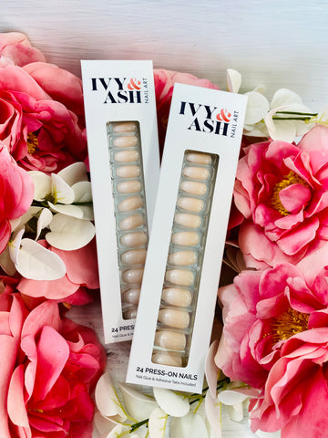 French Fade | Beige to White Ombre Reusable Press On Nail