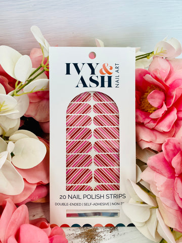 Candy Cane Lane | Fun Pink & Red Candy Cane Stripe Nail Wrap