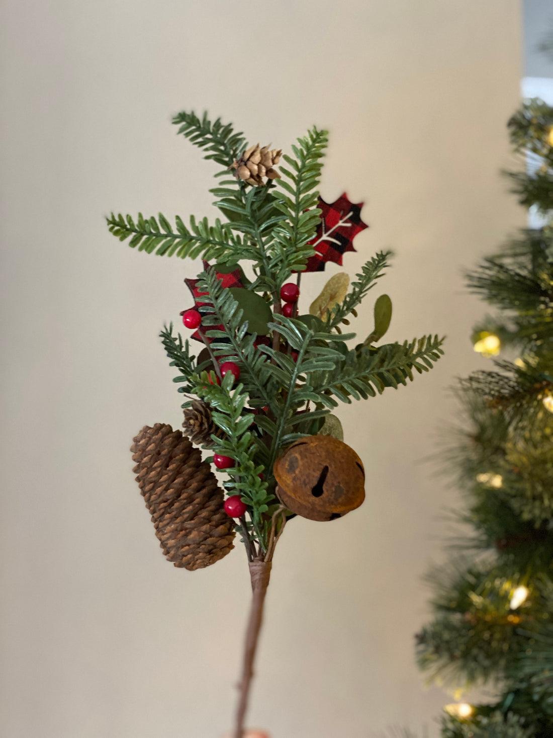 Holiday Pick with Pinecones and Bells