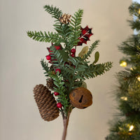 Holiday Pick with Pinecones and Bells