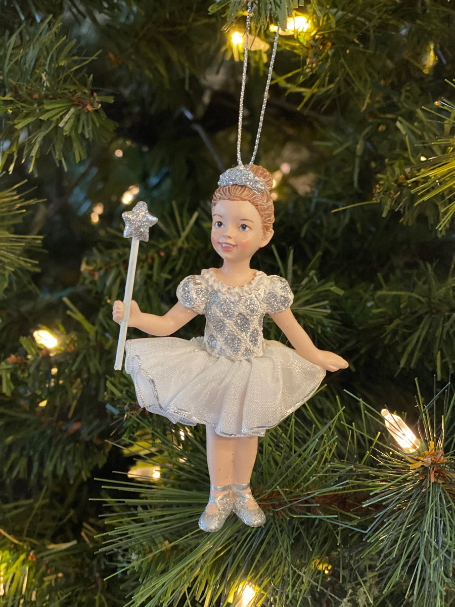 Kurt Adler  4.5"White Silver Ballet Princess Ornament