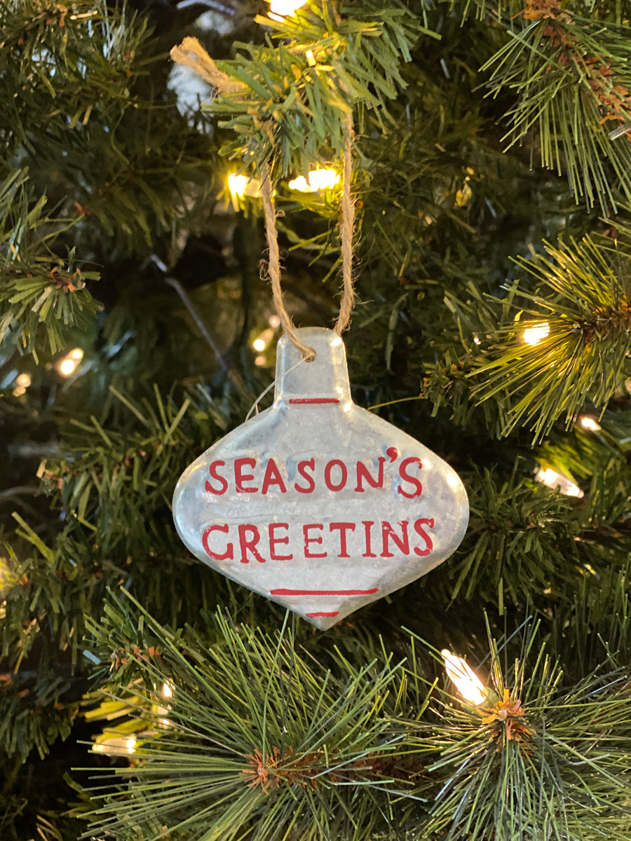 Metal Season's Greetins Ornament
