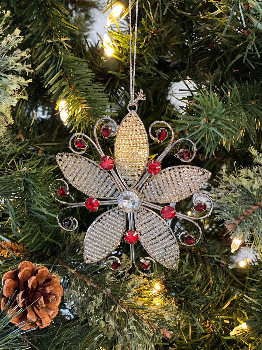 Snowflake with Red Gems Ornament