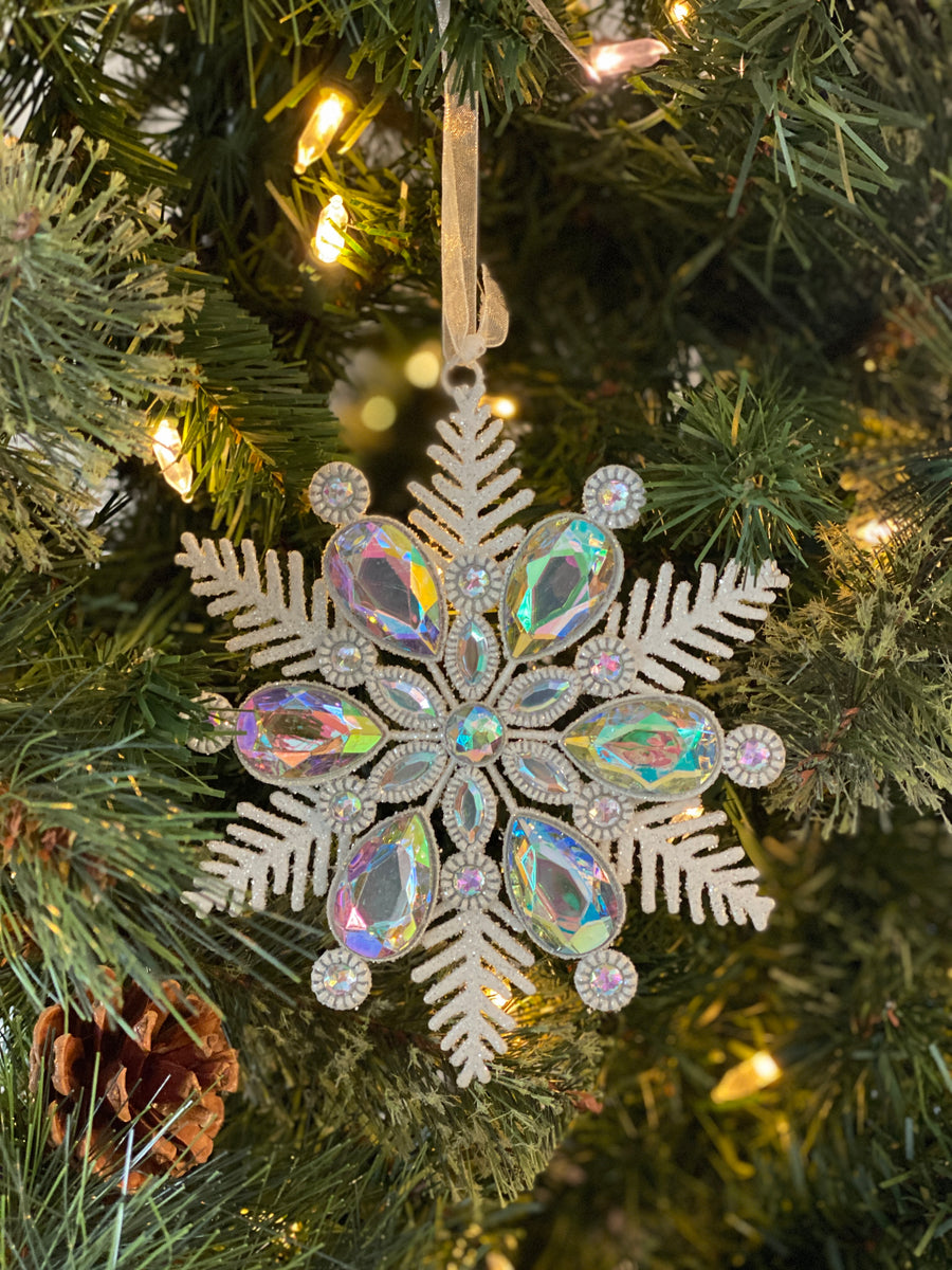 Snowflake with Iridescent Gems Ornament