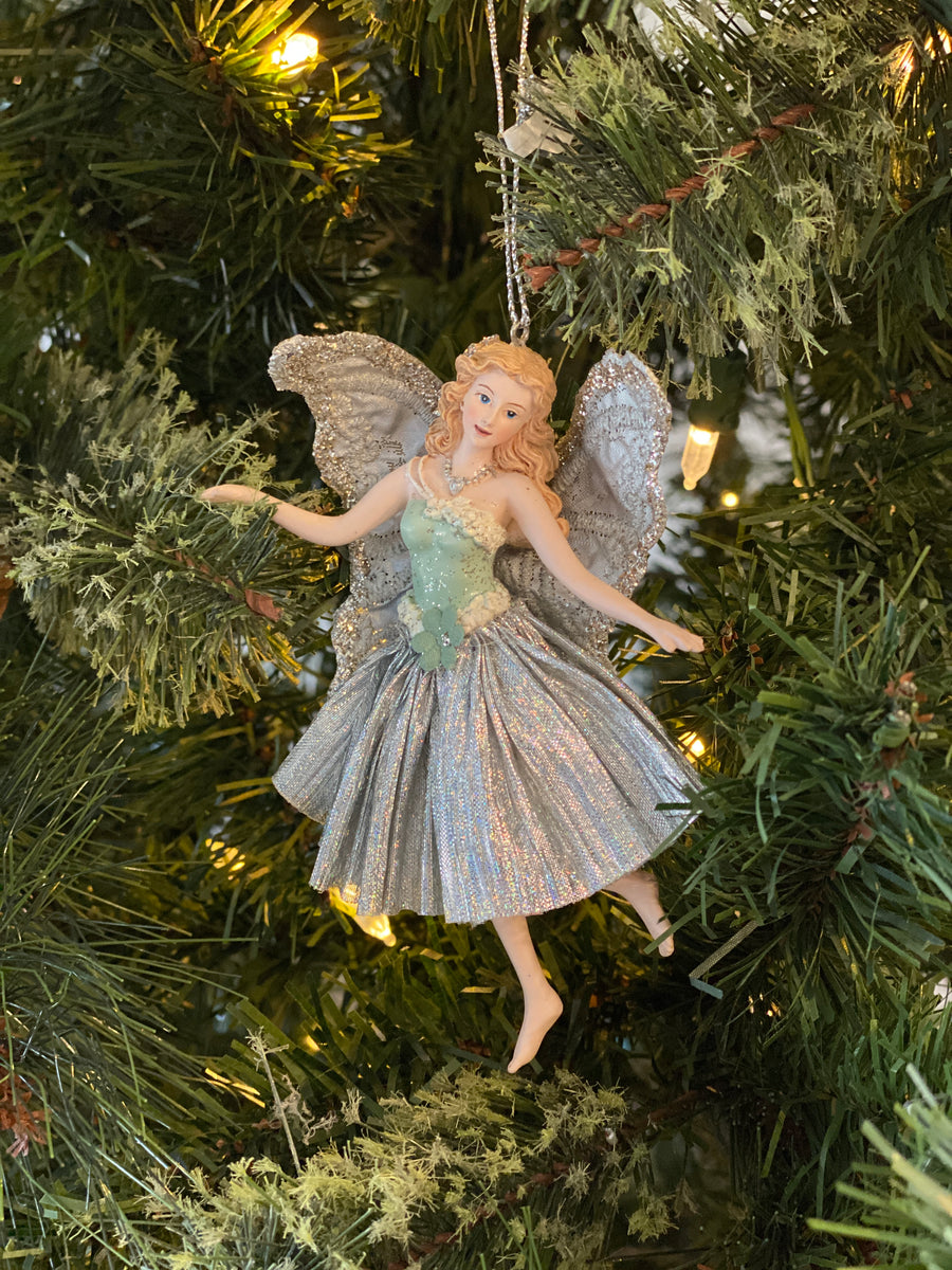 Kurt Adler 5" Sage Green + Silver Angel Ornament