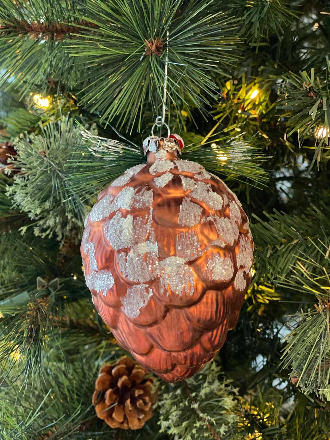 Painted Bird Glass Pinecone Ornament