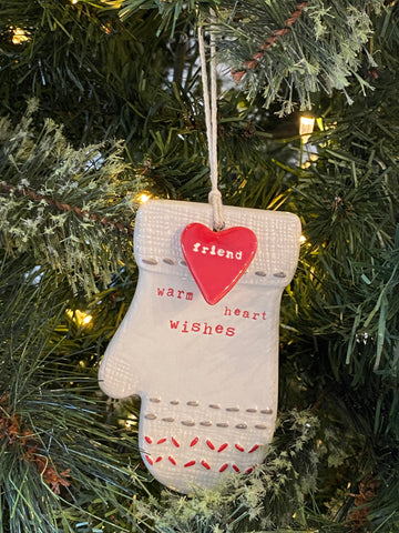 Warm Heart Wishes Mitten Ornament