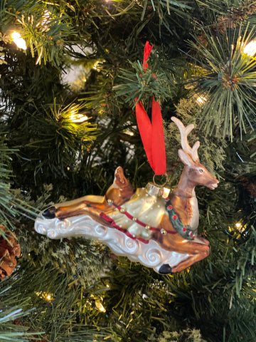 Flying Christmas Reindeer Ornament