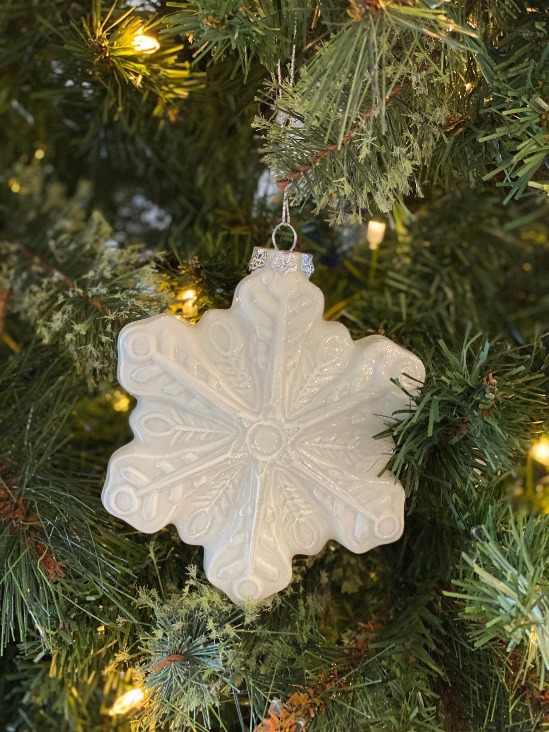 Puffy White Snowflake Ornament