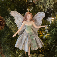 Kurt Adler 5" Sage Green + Silver Angel Ornament