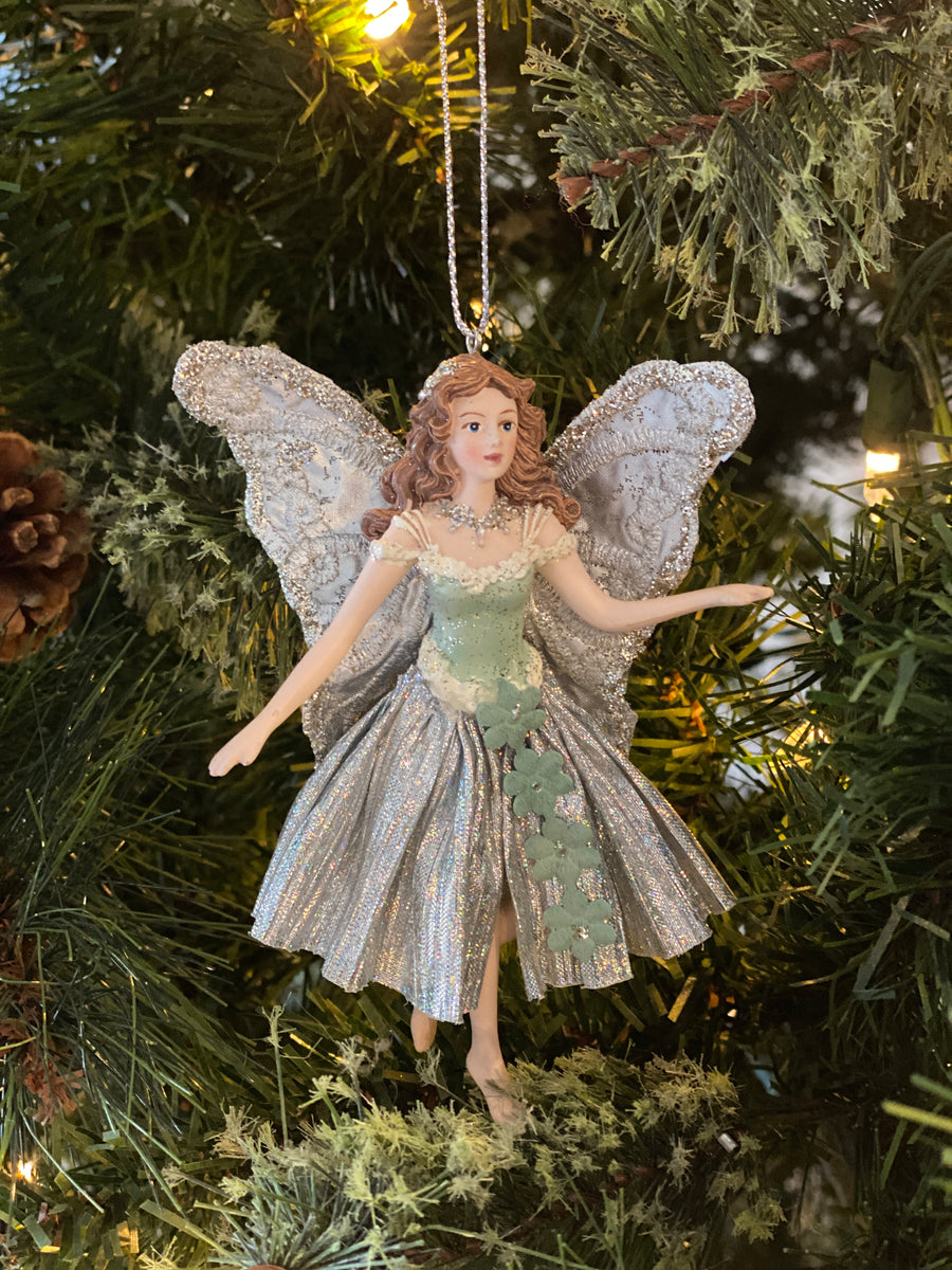 Kurt Adler 5" Sage Green + Silver Angel Ornament