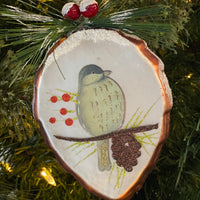 Painted Bird Glass Pinecone Ornament