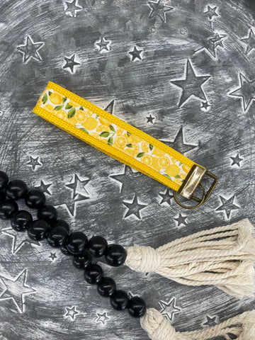 Yellow Lemon Key Fob Wristlet