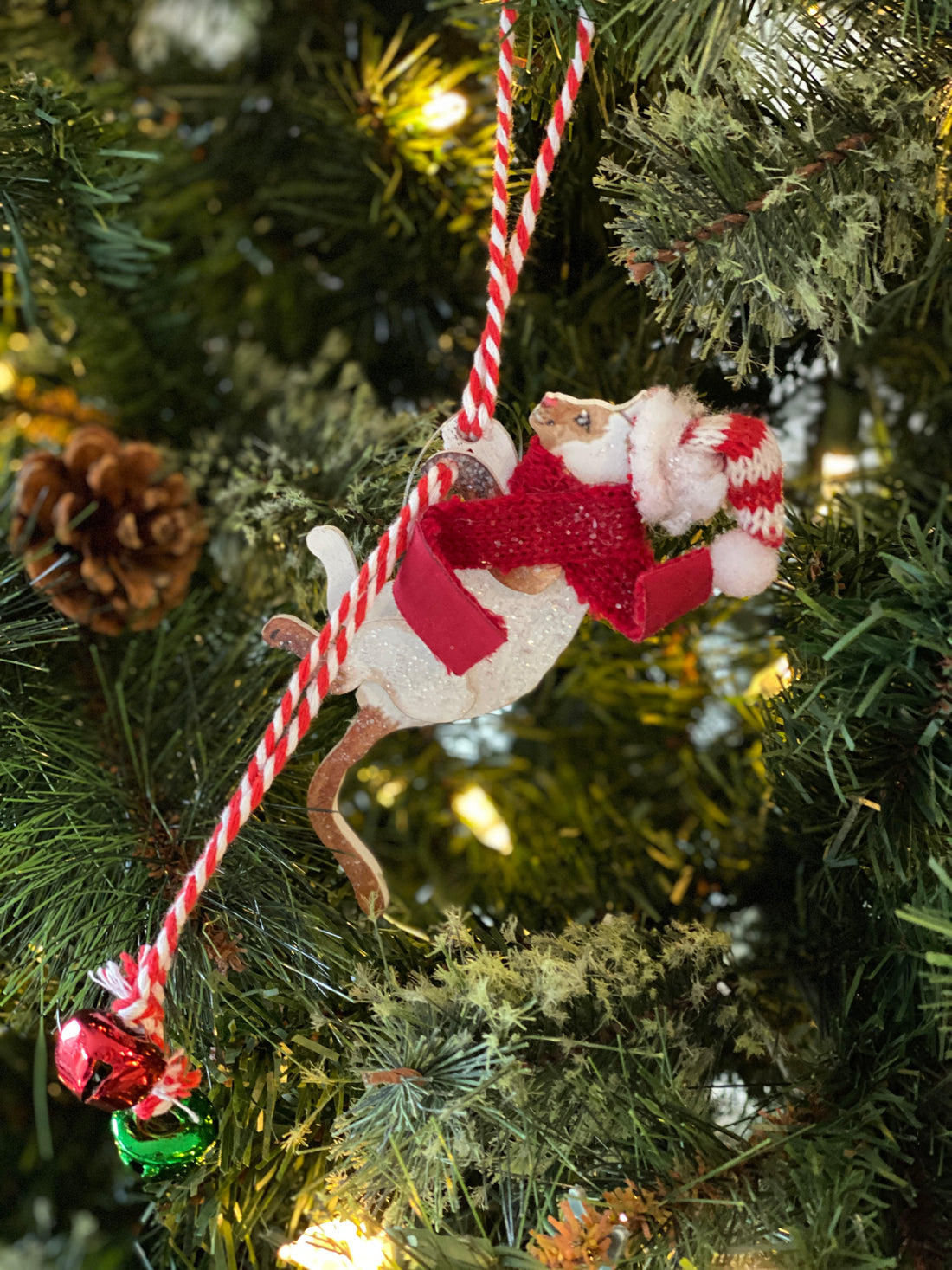 White Kitty with Brown Tail and Feet Bell Ornament