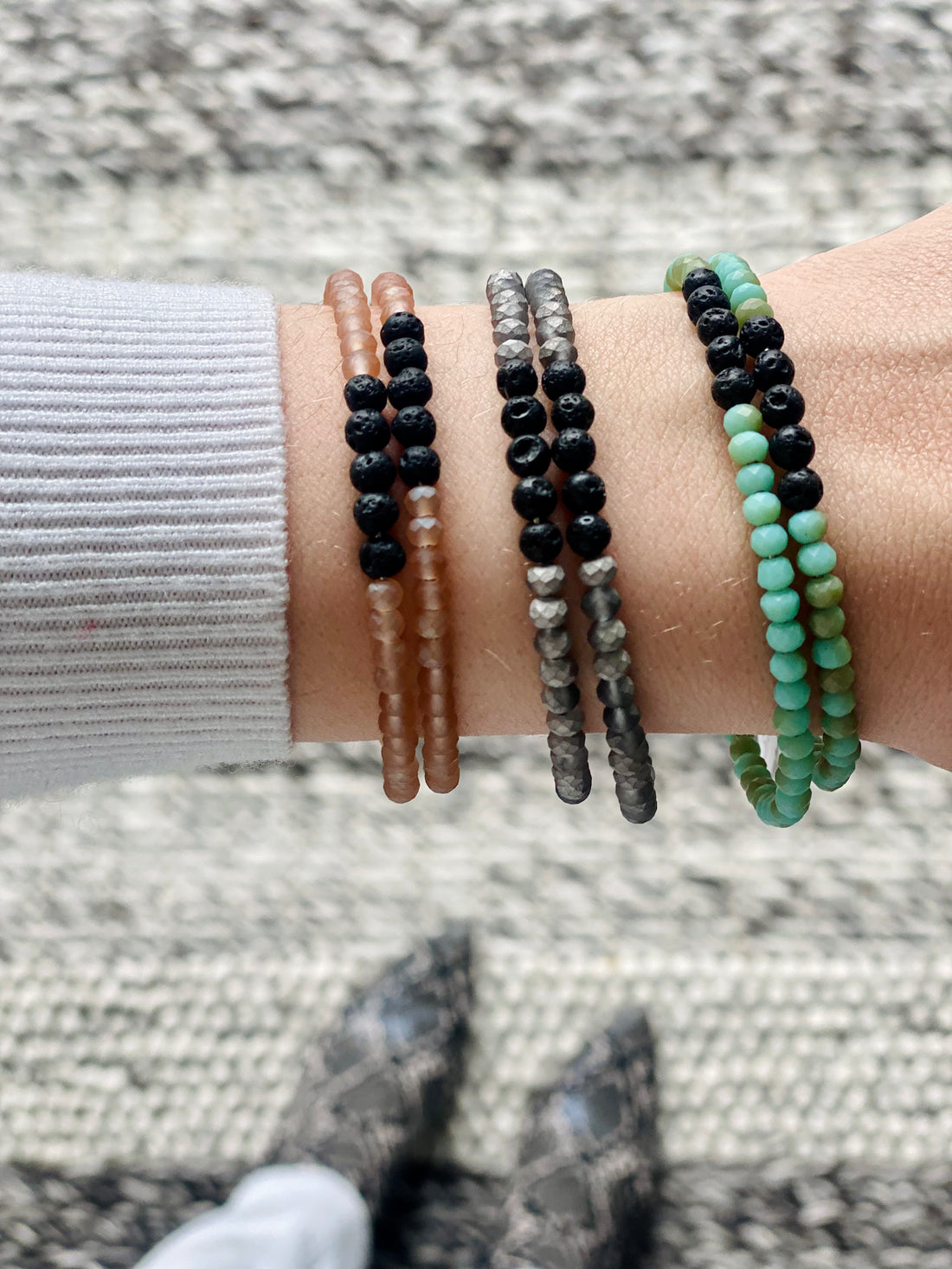 Lava Diffuser Stackable Bracelet - Frosted
