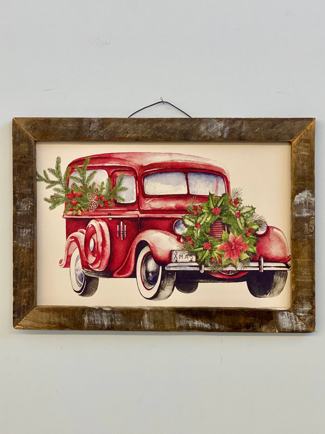 Holiday Red Truck Hanging Sign Decor