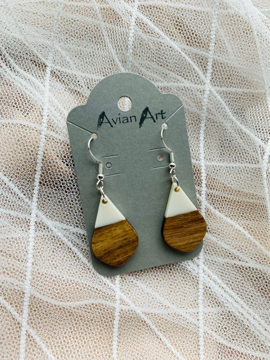 Teardrop Resin/Wood Drop Earrings