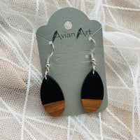Oval Resin/Wood Drop Earrings