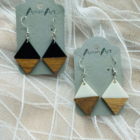 Diamond Resin/Wood Drop Earrings