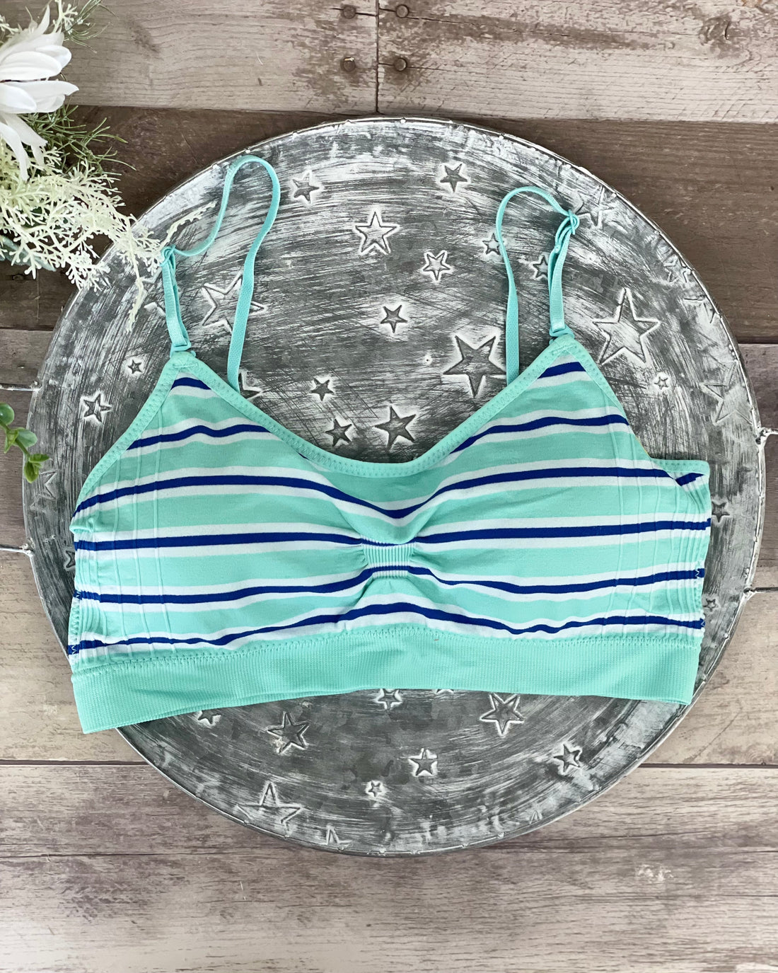 Coobie Scoopneck Cami Bra - Seafoam Stripe