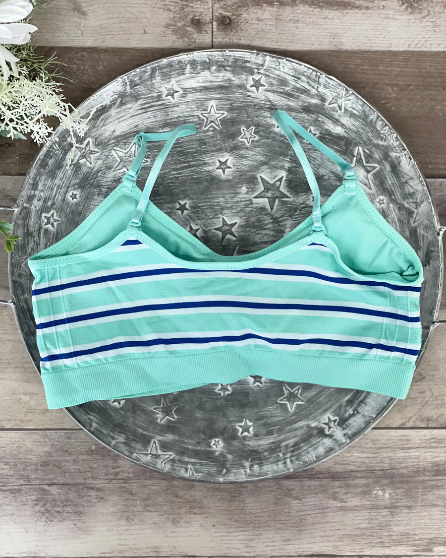 Coobie Scoopneck Cami Bra - Seafoam Stripe