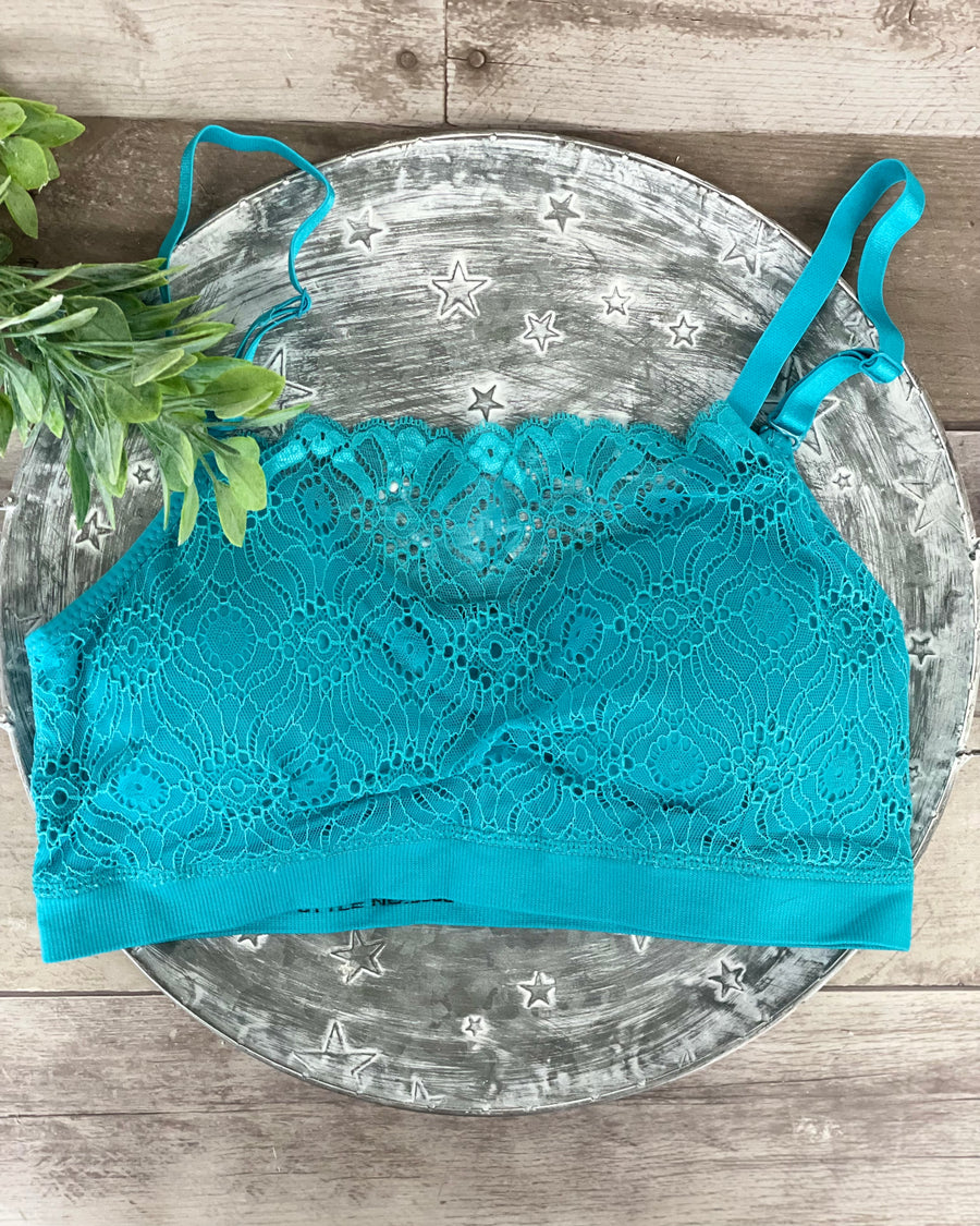 Coobie Lace Coverage Cami Bra - Turquoise