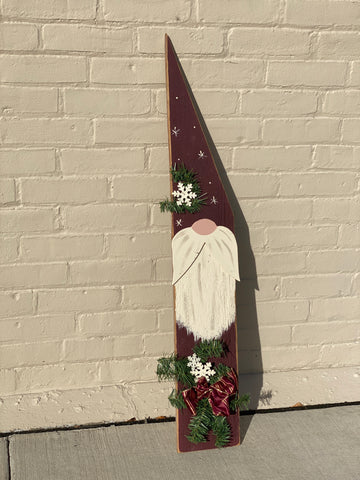 Hanging Burgundy Wood Gnome Sign