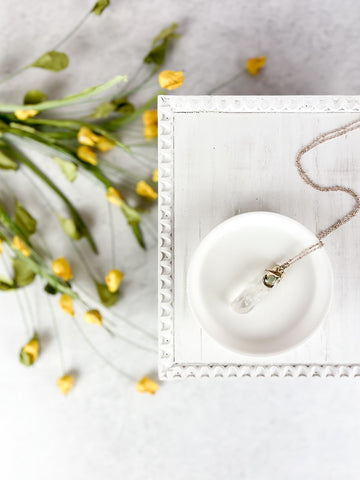 Gold Quartz Point Necklace